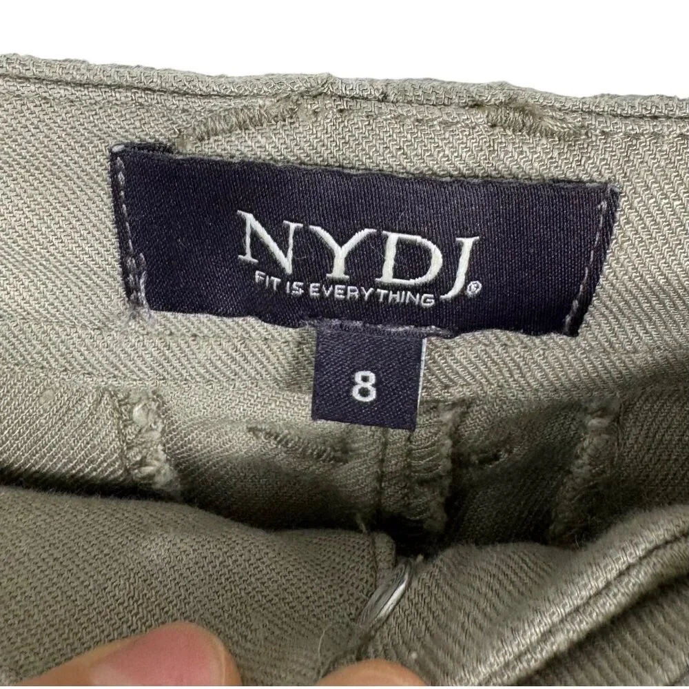 NYDJj Crop Wide Leg 90s Linen Blend Trouser Pants Mid-Rise Lift Tuck Sand‎ sz 8 - Picture 4 of 13